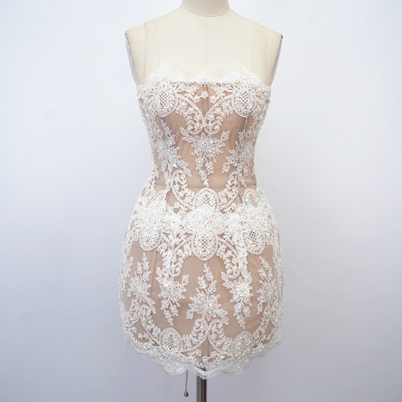 NWOT BRONX AND BANCO Maraya Blanc Lace Mini Dress - Picture 10 of 17